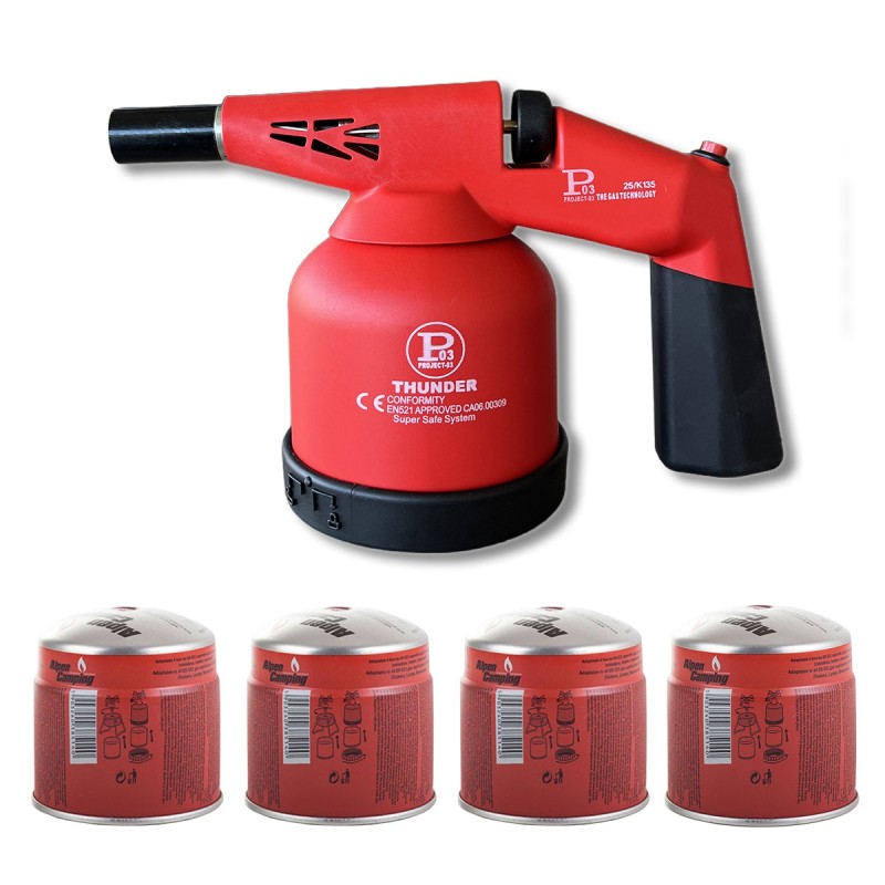 Proweltek 1760W Gasbrenner mit 4 Kartuschen