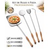 Set of 4 Stainless Steel Pizza Peels INTEC for Wood-Fired Oven