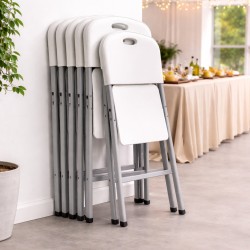 Silla plegable blanca KZ GARDEN, interior/exterior