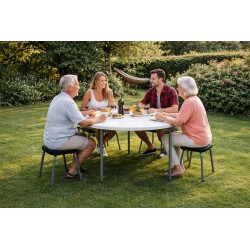 Mesa Dobrável Redonda Ø122cm Versátil - KZ GARDEN