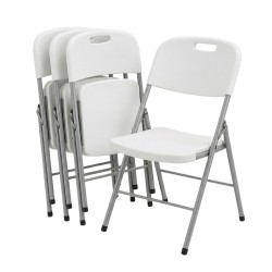 White Folding Chairs KZ GARDEN - Set of 4 Outdoor