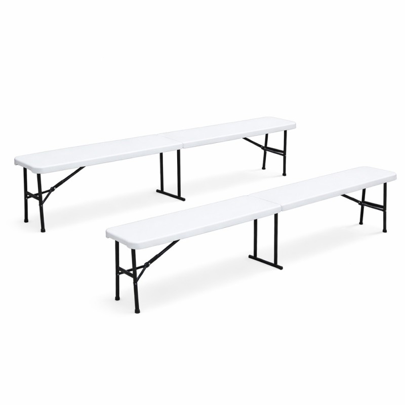 Lot de 2 Bancs Pliables KZ GARDEN - Idéal Jardin/Camping