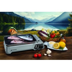 Gasgrill 1900W Antihaft-Grillrost Piezozündung Tasche