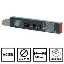 Electrodes acier rutiles Ø2.5 mm x 300 mm - Faible impureté