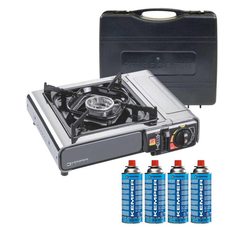 Réchaud Gaz Portable KEMPER 2200W Inox avec Cartouches