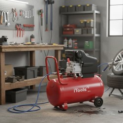 Compresseur d'air 50L 8 bar 2CV Silencieux ITOOLS avec kit 5