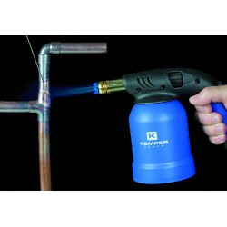 Lampada saldatrice a gas acciaio 1200°C piezo + 6 cartucce 190g