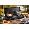 Réchaud gaz portable 2 feux 2600W Noir Brûleurs Inox