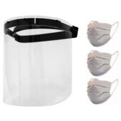Visière de protection 36x23 cm + 3 masques lavables anti-bactérien O