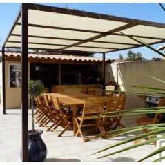 Telo per pergola AVORIO 5x4m PVC Occhiali 25cm Impermeabile