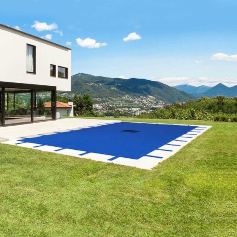Bâche piscine rectangulaire 6x10m Anti UV 140g/m² Polyéthylène tress