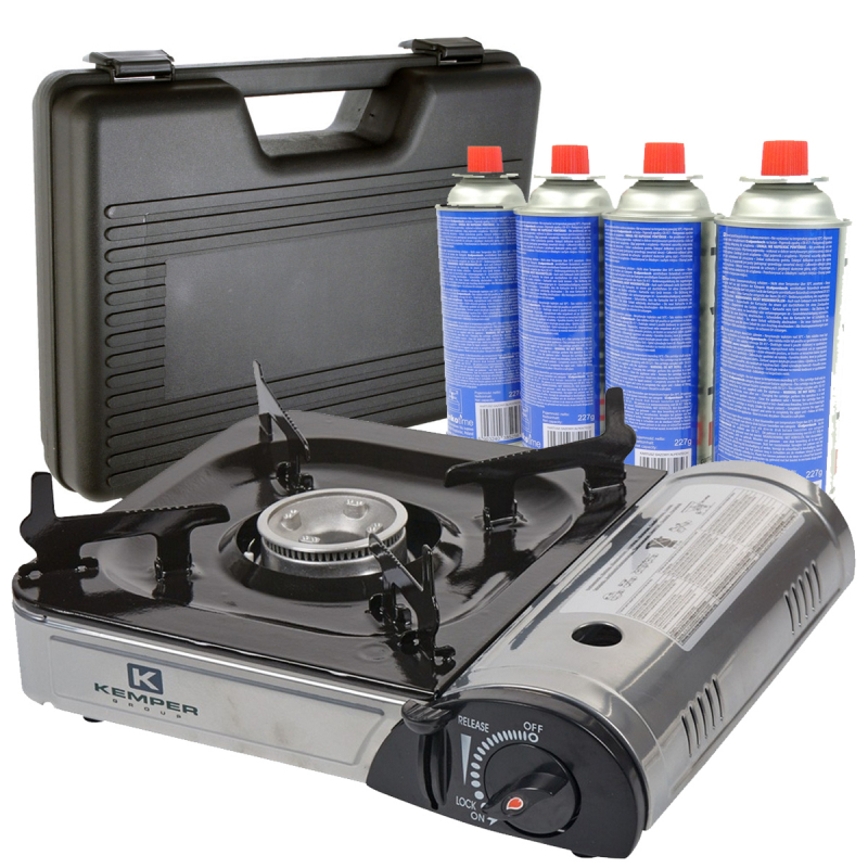 Réchaud gaz portable Kemper + 4 cartouches Réchaud gaz portable Kemper + 4 cartouches