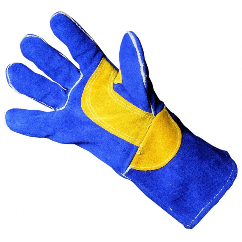 Gants de soudage en cuir à manches longues de 14 pouces, bleu résistant à  la chaleur/au feu pour bâton, Mig,Tig, BBQ, gril, cheminée, poêle à bois -  AliExpress