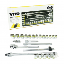 Malette à outils 84 pièces VITO LUXE Chrome vanadium Boite à outils  Finition chromée satinée