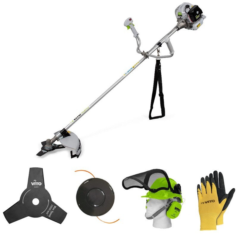 Débroussailleuse thermique 43CC Moteur 2T 1.5CV Coupe 255mm + Casque