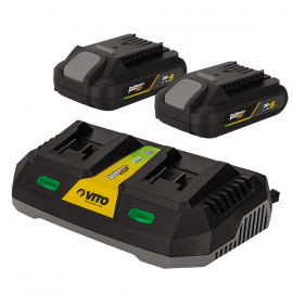 Super pack contenant 2 batteries lithium 40V 2AH Vito + Chargeur double Vito au meilleur prix.