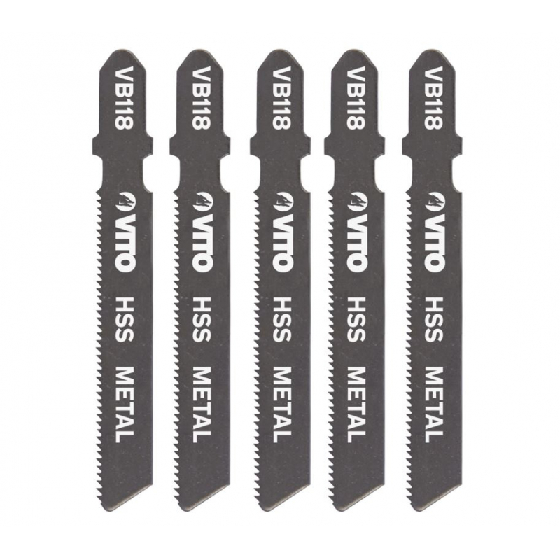 Pack de 5 Lames Scie sauteuse Acier Long: 77mm VITO Coupe 1 à 3mm  Emboîtement Bosch VB118.