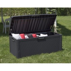 Coffre de jardin 560L effet rotin anthracite