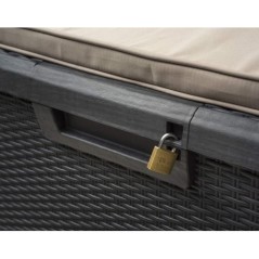 Coffre de jardin 560L effet rotin anthracite résistant