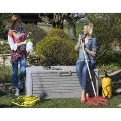 Baú de Jardim 550L Efeito Madeira Anti UV trancável Resina