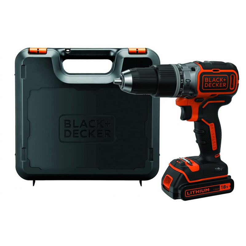 Black & Decker BDCDC18KST Perceuse-Visseuse 18V 1.5Ah Bluetooth chargeur-USB