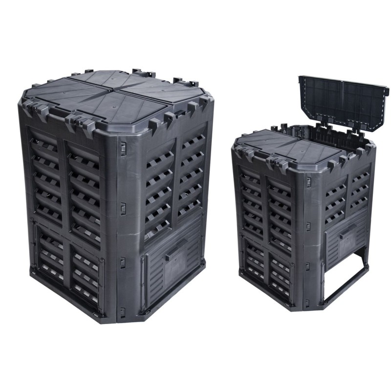 Composteur de Jardin 360L Plastique Recyclable 69x69xH84cm Résistant