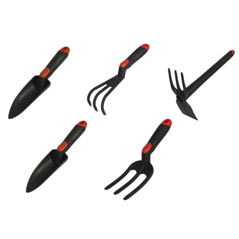 Kit 5 outils jardin plastique résistant - Serfouette double trident