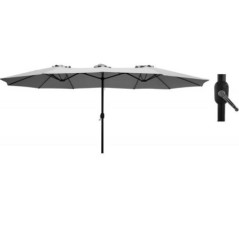 Parasol de jardin double 450x265xh240 cm Gris Mât Ø48mm Polyester 18