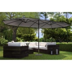 Parasol de jardín doble 450x265xh240 cm Gris Mástil Ø48mm
