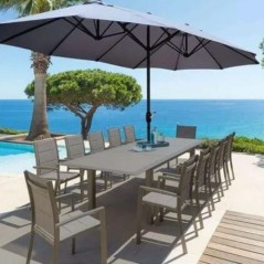 Parasol de jardin double 450x265xh240 cm Gris Mât Ø48mm