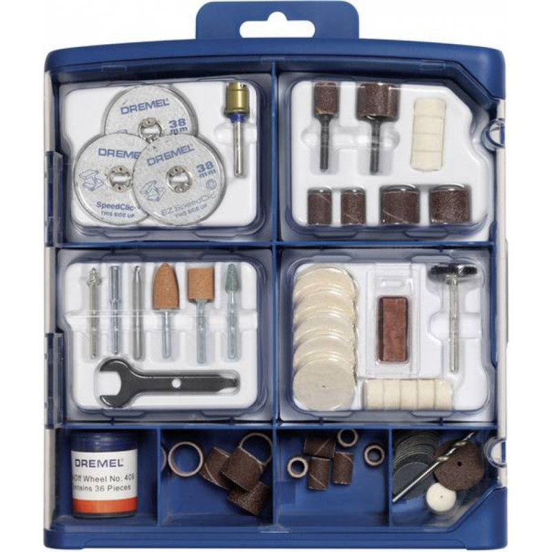 Coffret de 100 Accessoires Dremel SC723 pour Outil Multifonction Découper,  Poncer, Graver, Meuler, Nettoyer, Sculpter et Polir