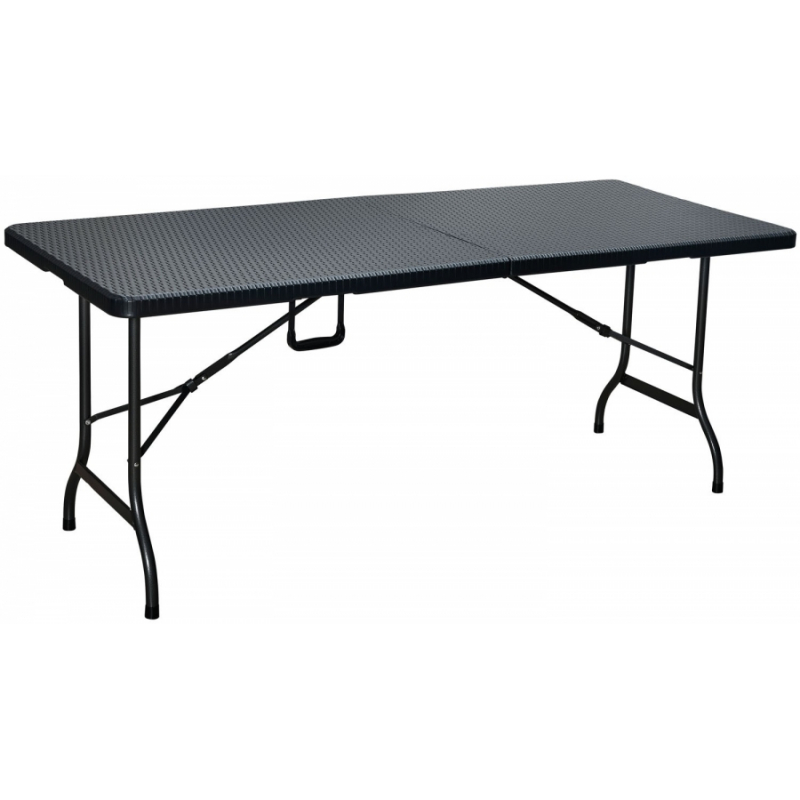 Table Pliante Rectangulaire en Aspect Rotin - Table de Jardin 8 Personnes -  L180 x l75 x H73cm - Table Camping Exterieur pour Jardin Terrasse et Balcon  - Noir : : Jardin