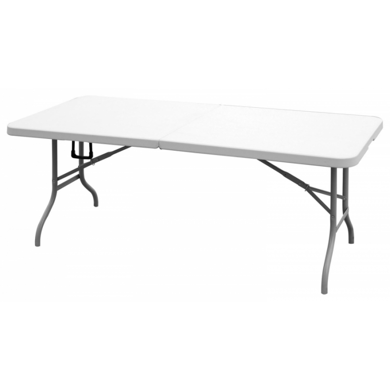 Table pliante blanche 180x75xH74 cm Haute resistance Polypropylène