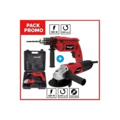 Pack 2 Outils Perceuse 500W 2800 tr/min + Meuleuse 500W