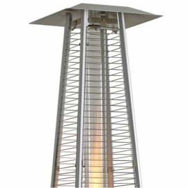 Parasol chauffant gaz, chauffage exterieur gaz, chauffe terrasse gaz -  Modell Flameheater Round 11000, avec grille de protection, métal, noir 