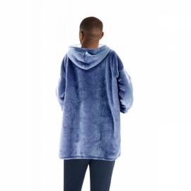 Sweat Polaire Bleu jean Plaid à Capuche molleton confortable Taille Unique  Homme Adulte Enfant