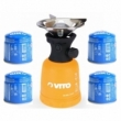 Réchaud gaz Vito 1 feu | Méga pack avec 4 cartouches perçables incluses.