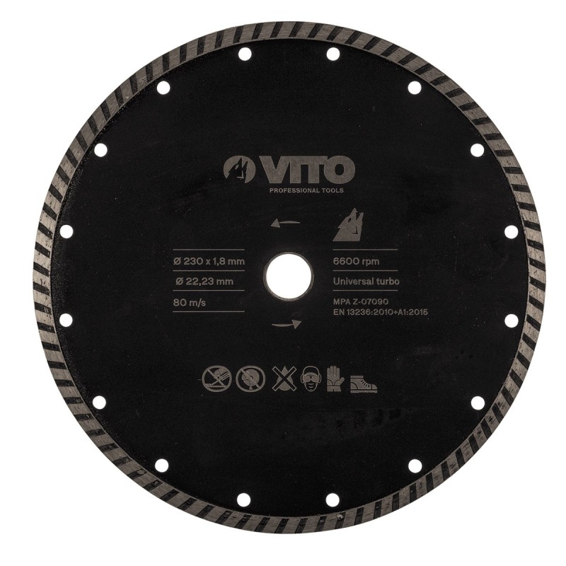 Disque diamant 230mm turbo pierre marbre granit 6600 tr/min alésage