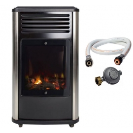 Chauffage d'appoint au gaz 3.4 kW Manhattan noir + Tuyau gaz + Détendeur butane 28 mbar.