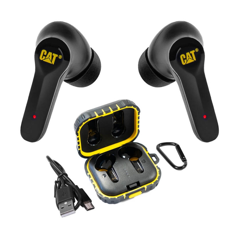 Ecouteurs sans fil EARBUDS Casque d'écoute Bluetooth Réduction de bruit  Portée 10m autonomie 5h Boitier Chargeur Caterpillar