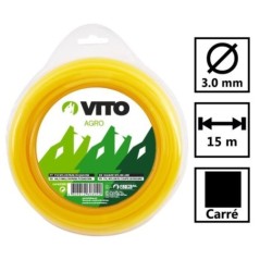 Fil nylon carré pour débroussailleuse 15m 3mm nylon VITO GARDEN