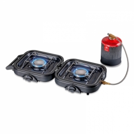 Réchaud gaz pliable kemper 2 feux + 4 cartouches de gaz