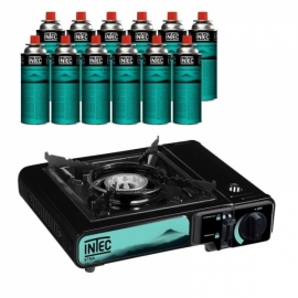 Réchaud gaz portable 2200 W + 12 Cartouches gaz butane