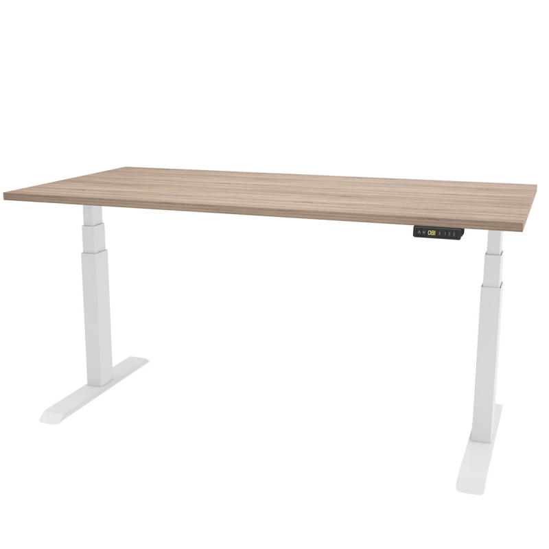 Bureau assis debout avec réglage électrique, conçu pour un confort optimal au travail, disponible sur Univers du Pro