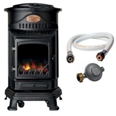 Gas Stove 34KW Matte Black Piezo Ignition Autonomy 60h Cast Iron