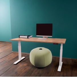 Bureau assis debout avec réglage électrique, plateau en bois 140 x 80 cm