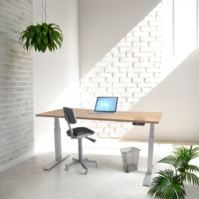 Standing desk plateau bois et pieds blancs - Profitez de nos réductions sur Univers du Pro