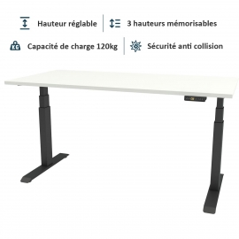 Standing desk robuste, parfait pour open space et espaces de coworking, en vente sur Univers du Pro