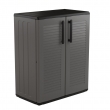 Armoire de Rangement Grise Armoire basse 2 portes Polypropylène 68x37h84 cm ArtPlast