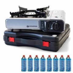 Hornillo de gas 2200W Nómada Acero Encendido Piezo Seguridad